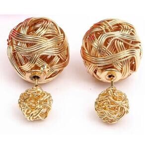 Double Sided Gold Wire Wrapped Peek-a-boo Earrings